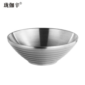 珑伽辛 304不锈钢大碗 双层隔热面碗 22cm/个
