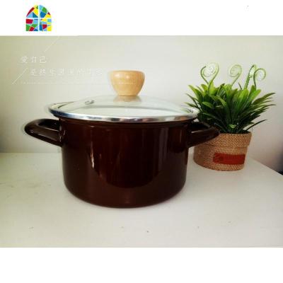 搪瓷锅珐琅锅汤锅奶锅泡面锅复古小清新电磁炉 FENGHOU 新款八口之家22CM