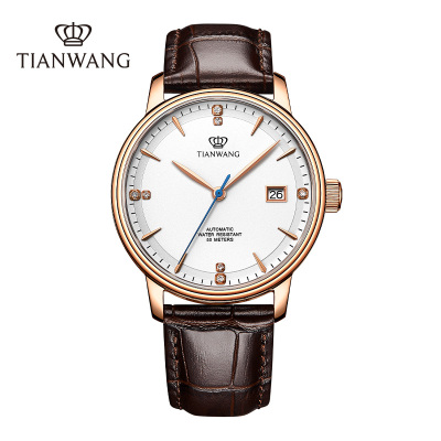 [支持后盖定制刻字服务]天王表(TIANWANG)手表 昆仑系列男士皮带自动机械表防水商务男表GS51001