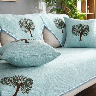 四季通用棉麻沙发垫简约现代加厚套巾全盖防滑夏季亚麻布艺粗布