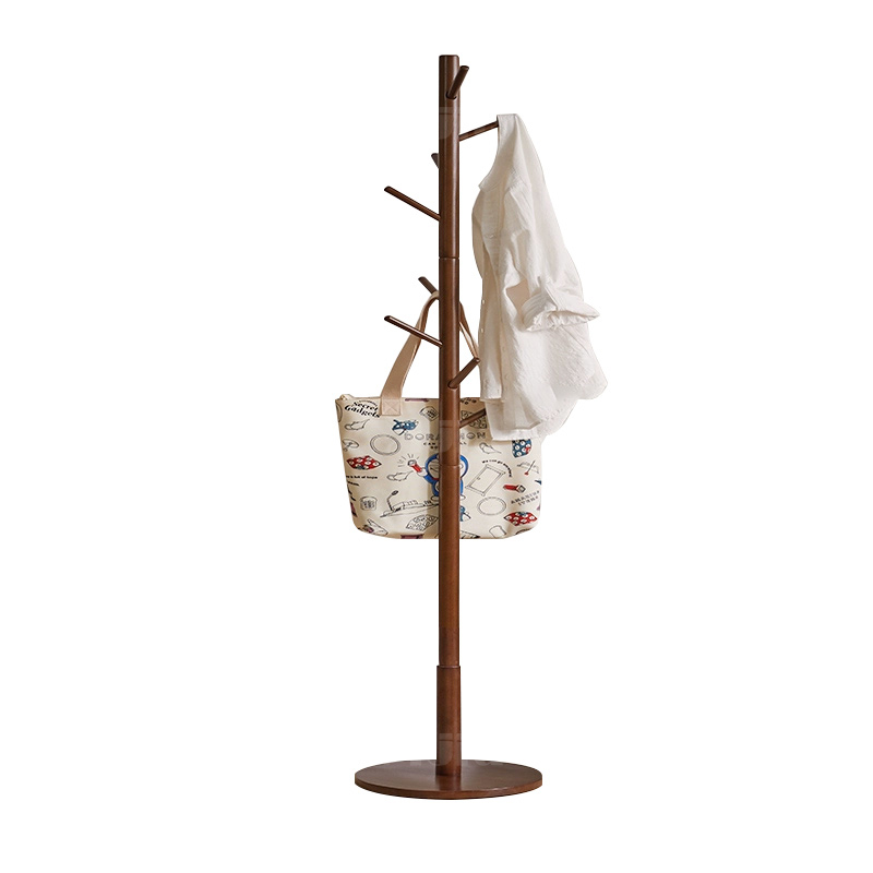 翌嘉YJ4122612 实木衣架落地卧室挂衣架内挂包架门口挂衣杆 3.5cm胡桃色圆盘