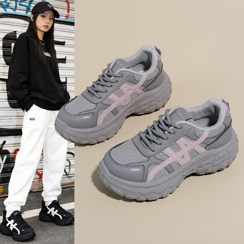 ins韩版新款老爹鞋女2026春季跑步休闲厚底增高鞋