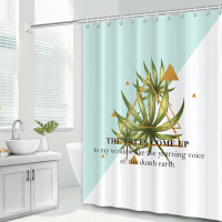 北欧风浴室浴帘防水布卫生间洗澡隔断帘子加厚防霉挂帘套装免打孔