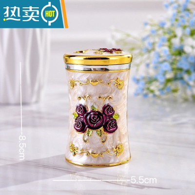 敬平欧式牙签筒盒家用牙签罐北欧轻奢牙签桶餐厅酒店KTV用品装饰摆件 金紫 送牙签