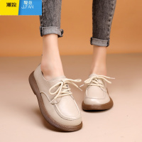 聚范2024春季新款森系女鞋舒适坡跟低跟鞋圆头系带单鞋新款女