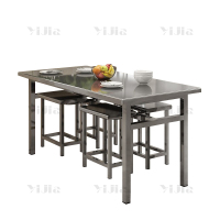 翌嘉 不锈钢餐桌椅学校食堂桌椅组合餐厅桌椅 1.4米餐桌4椅