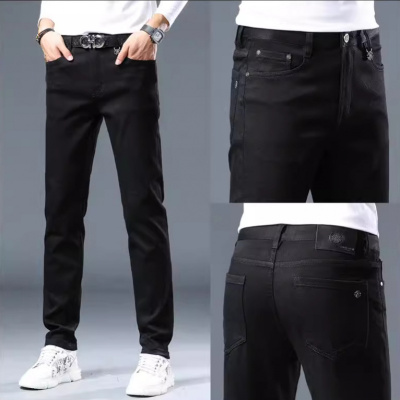新款黑色牛仔裤男士简约高端经典弹力百搭休闲商务牛仔长裤子
