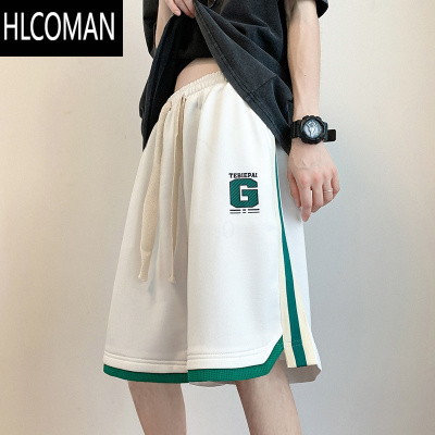 HLCOMAN潮牌条纹短裤男夏季运动休闲裤男女黑色港风复古宽松潮流五分裤子