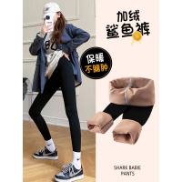 加绒鲨鱼裤女外穿冬季新款加厚保暖裤紧身棉裤秋冬黑色打底裤