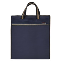 贝多美095商务手提会议袋 大容量竖款事务包主袋带拉链 竖资料袋高效定制文件袋会议公文包 深蓝色(侧底加宽12厘米)