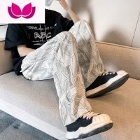 七斓2022夏季痞帅裤子男直筒垂感潮牌嘻哈高街ins百搭潮流宽松休闲裤