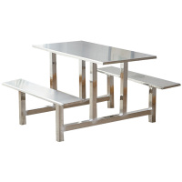 汉诺鑫威学校食堂不锈钢餐桌椅4人6人9人位工厂员工饭堂连体快餐桌椅组合6人位不锈钢(加固)