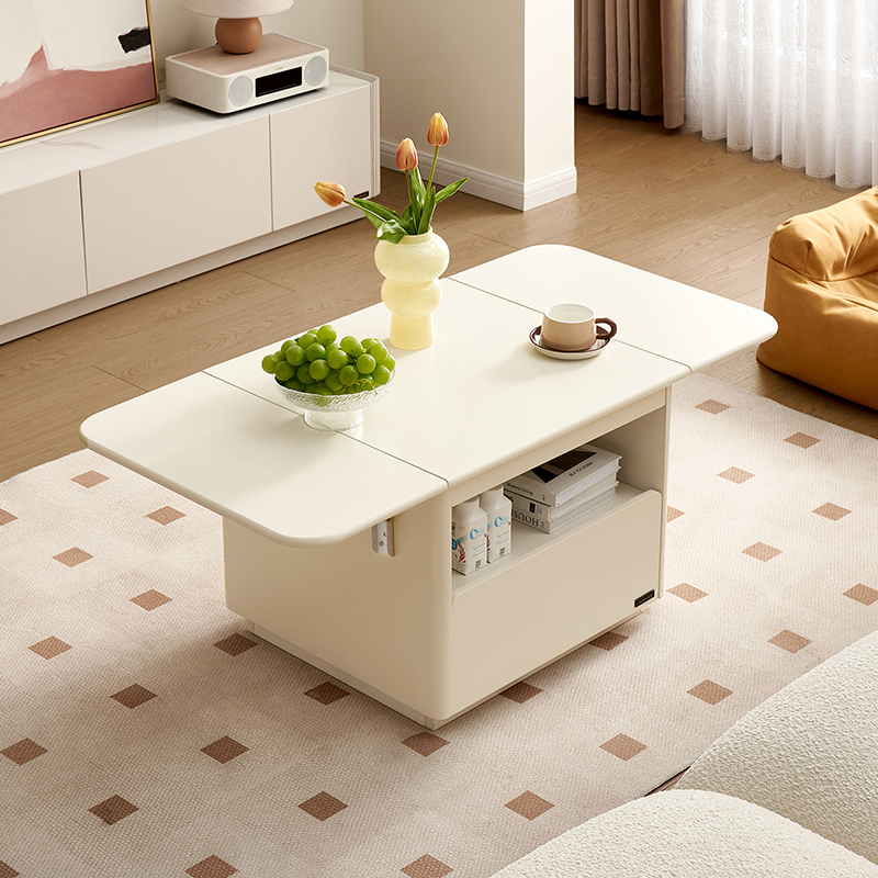 全友家居茶几奶油风客厅家具可折叠长方形家用收纳储物沙发边桌