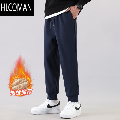 HLCOMAN羔绒特厚棉裤男士2024新款款男裤加绒加厚运动裤冬季休闲裤