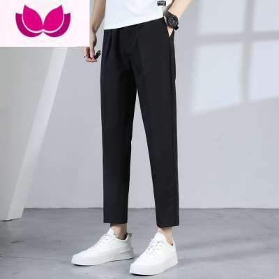 七斓休闲裤男士西裤九分裤商务直筒宽松春季裤子男修身垂坠高级感