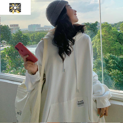 暖青汇特大码230斤中长款卫衣女秋装新款韩版宽松胖mm大码薄款连帽外套卫衣