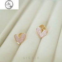 JiMi油画粉色爱心蚊香盘耳夹无耳洞耳饰女高级感小众耳环简约小巧耳钉