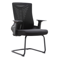 翌嘉 YJ-20090 办公椅人体工学椅会议椅 黑色弓形椅