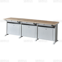 洛泰远 隐藏式翻转电脑桌培训桌教室机房多媒体学习桌办公桌A款三人位