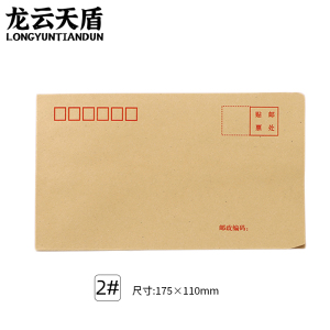 龙云天盾牛皮纸信封袋2号发票收据文件袋工资袋办公用品信纸发票工资袋信封袋(100个装)