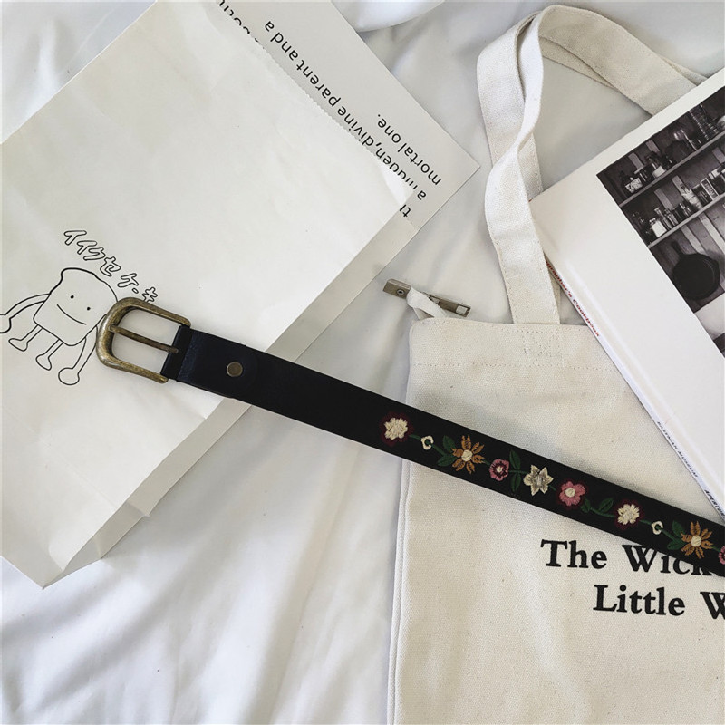 盛世尼曼港凤正条刺绣玫瑰花腰带女士韩版衣裙子皮带百搭皮带装饰牛仔