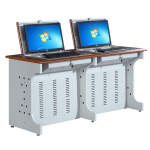 慧采云 办公家具翻转式多媒体培训桌电脑桌电教室中控机箱后置机房电脑桌