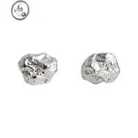 JiMi碎银子小耳钉小众独特不规则熔岩耳环极简ins风精致日常百搭耳饰