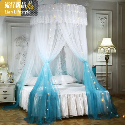 蚊帐1.2米1.8m床家用落地支架圆顶吊顶公主免安装1.5m纹账 三维工匠