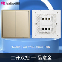 飞雕(FEIDIAO)开关插座 86型家用暗装超大面板 品意系列电源墙壁开关面板 品意金二开双控