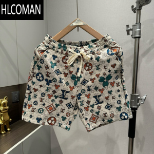 HLCOMAN夏季新款短裤男士潮牌情侣网红同款印花时尚沙滩裤休闲百搭三分裤