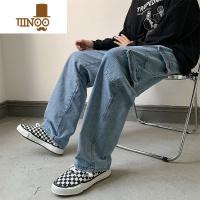 YANXU工装牛仔裤男直筒宽松潮牌ins痞帅多口袋日系复古百搭长裤子