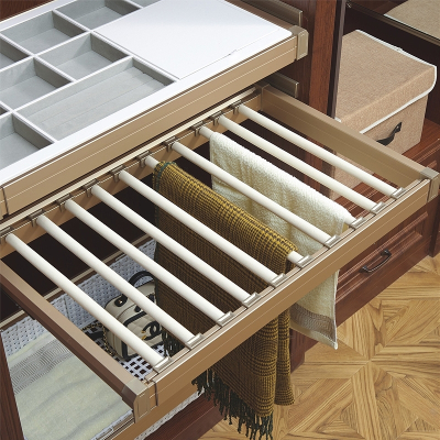 伸缩阻尼裤架裤抽裤挂衣柜抽屉式拉篮饰品盒衣柜分格收纳储物篮