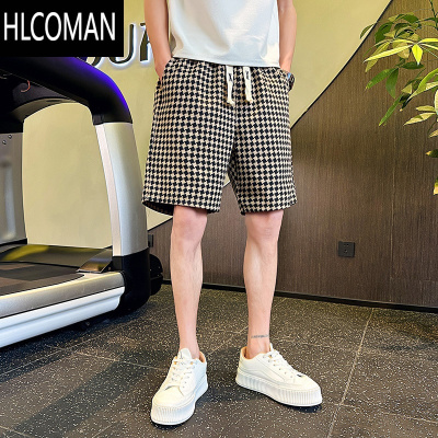 HLCOMAN今年流行的裤子男夏季千鸟格短裤运动百搭五分裤三亚风沙滩裤