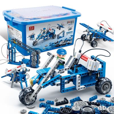 儿童STEM物理科学实验玩具套装中小学生科普创客教育手工DIY科技小制作拼装电子积木齿轮玩具6-12电能应用-514片