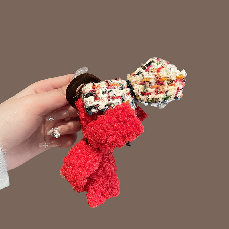 新年红撞色蝴蝶结抓夹大号女2024新高级感鲨鱼夹子发夹后脑勺头饰送女朋友老婆情人节七夕生日礼物