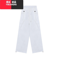 YIBUSHENG白色工装裤休闲裤女设计感阔腿裤季美式高腰直筒裤宽松百搭长裤
