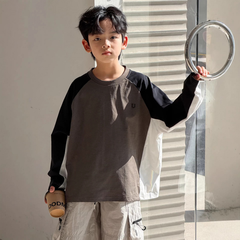 儿童长袖上衣春装2026新款男童打底衫内搭可外穿男孩大童春秋T恤