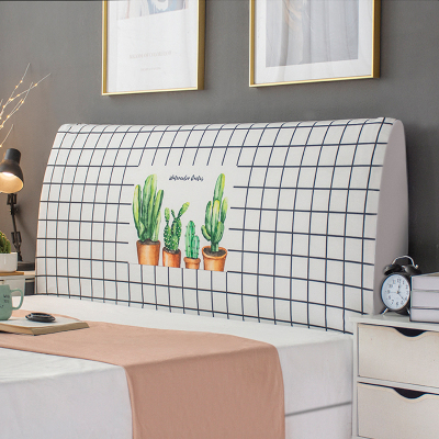 床头套罩 床头罩防尘全包软包床头床靠背罩保护套北欧风格简约 盆栽仙人掌 高度50-65*长度150cm通用款