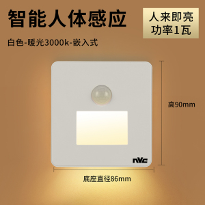 雷士照明人体感应智能LED小夜灯地脚灯86嵌入式起夜灯过道走廊灯