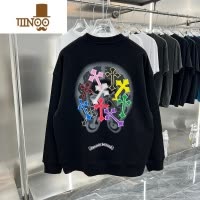 YANXU潮牌新款秋季套头宽松男女款休闲马蹄发泡印花时尚卫衣上衣