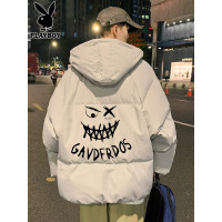 花花公子羽绒棉服男士冬季加厚连帽面包服潮牌青少年印花棉衣外套
