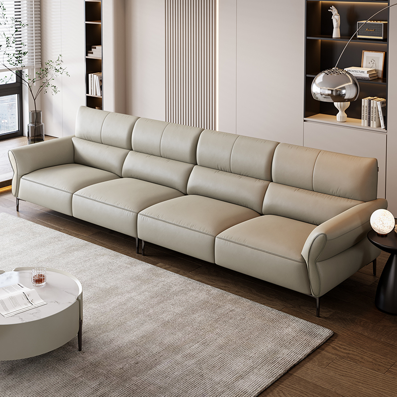 全友家居真皮沙发现代简约2024新款客厅轻奢脚踏直排沙发