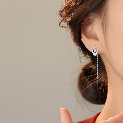 925银爱心流苏耳线女小众设计感桃心ins简约冷淡风耳链2025新款潮送女朋友老婆情人节七夕生日礼物