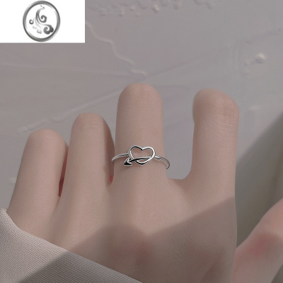JiMi925银银一箭穿心戒指女设计小众时尚个性食指戒开口ins高级感指环