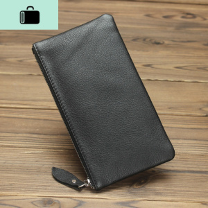 疯马皮手工简约男士钱包长款大容量手抓包头层牛皮超薄皮夹皮包NEW LAKE