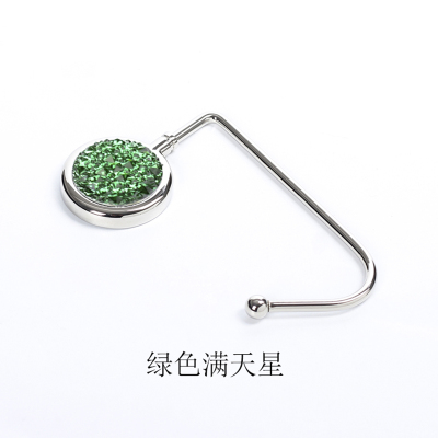 挂包钩桌边大承重学生课桌书包挂钩金属挂包器办公室挂包扣勾-绿色-满天星钻款