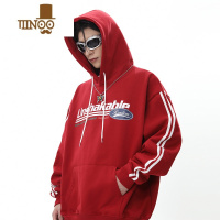 YANXU欧美潮牌oversize印花连帽卫衣男秋季美式复古宽松慵懒风情侣帽衫