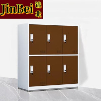 锦北物柜多门更衣柜带锁工具柜教室学生书包柜多格子收纳柜 白咖六门