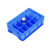 易企采 高10格-蓝色零件盒分格箱长方形塑料盒分隔式周转箱多格箱螺丝盒分类盒收纳盒