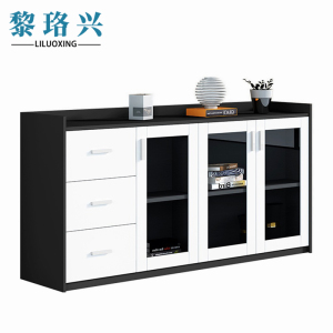 黎珞兴矮柜白色三门玻璃三抽屉台